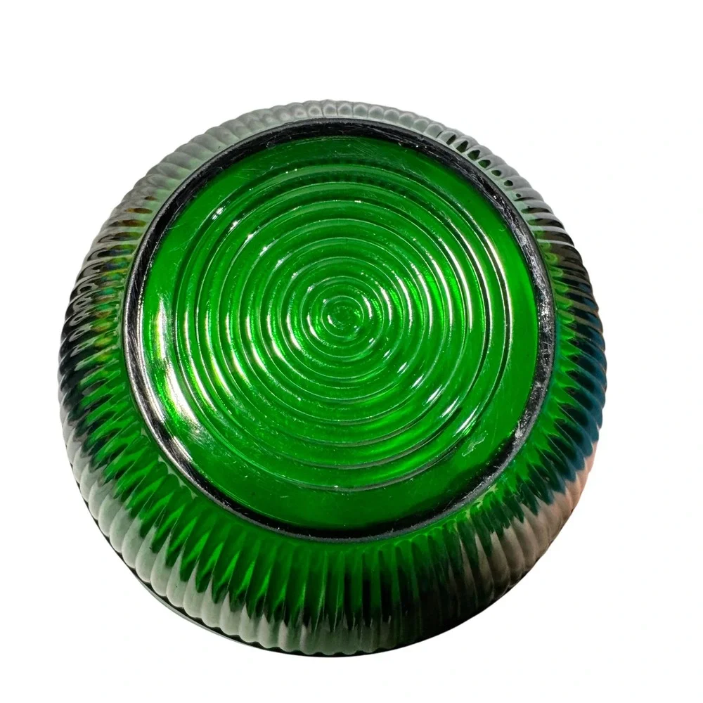Hoosier Glass 4054 Ribbed Glass‎ Serving Bowl 7-inch Emerald Green Vintage